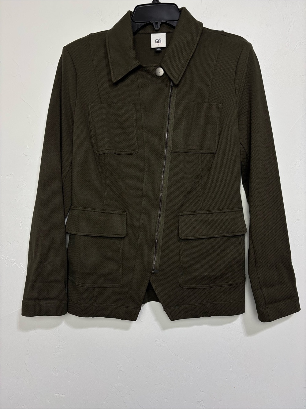 Cabi Small Women's Olive Green Blazer Zip Jacket Office Casual Moto Career